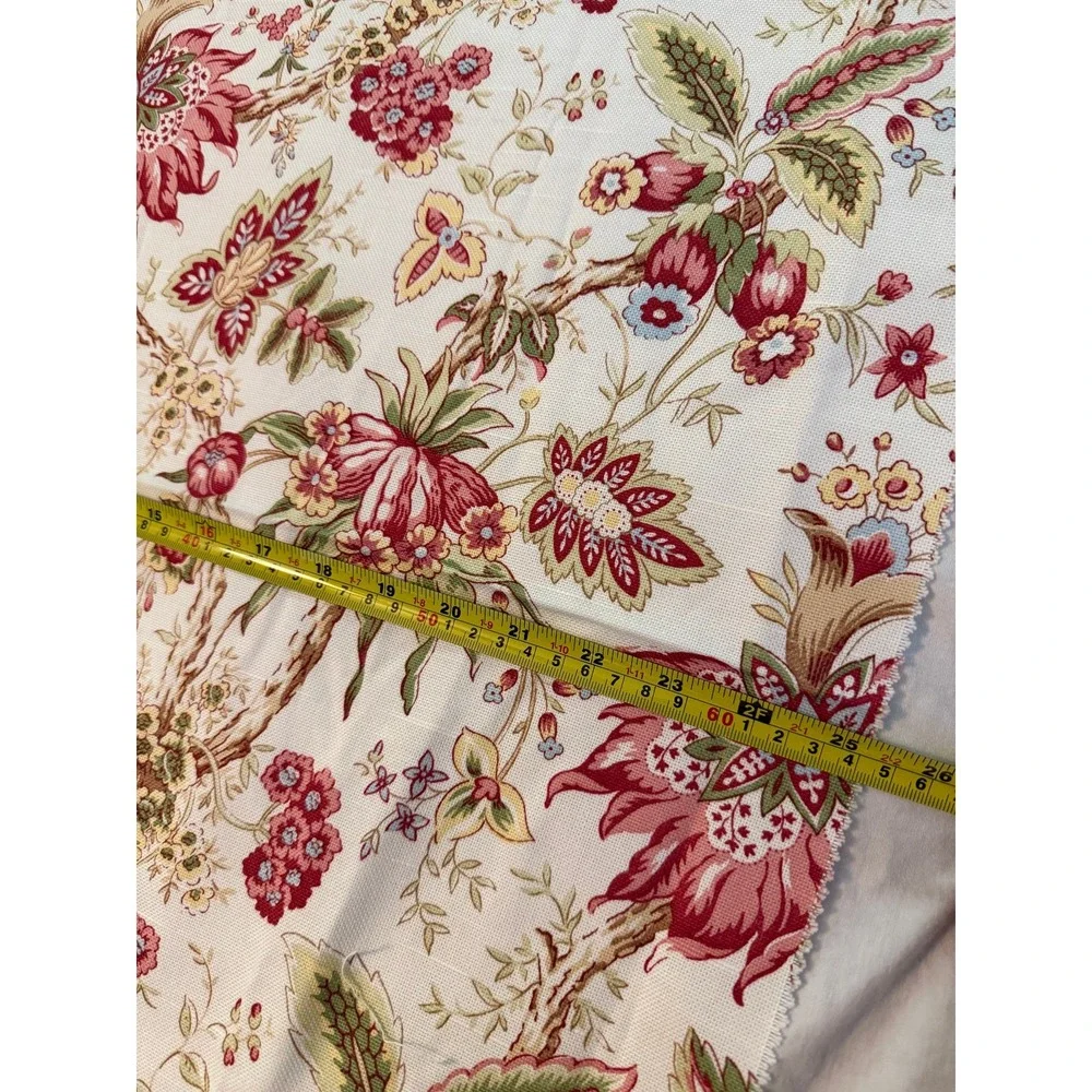 Lot of 3 floral botanical white‎ cream bkgrd design fabrics vintage new flowers